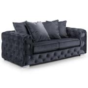 Ahern Plush Velvet 3 Seater Sofa In Slate