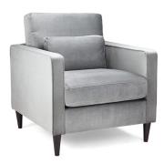 Manichean Plush Velvet Armchair In Grey