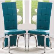 Ravenna Teal Faux Leather Dining Chairs In Pair