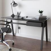 Rubery Grey Glass Top Laptop Desk With Grey Frame