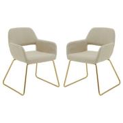 Porrima Natural Fabric Dining Chairs With Gold Base In A Pair