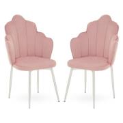 Tania Pink Velvet Dining Chairs With Chrome Legs In A Pair