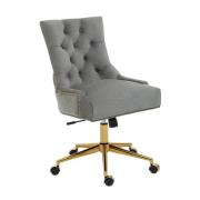 Anatolia Velvet Home And Office Chair With Gold Base In Grey