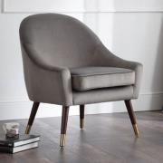 Edena Velvet Armchair In Grey