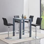 Jam Square Glass Grey Gloss Bar Table 4 Ripple Black Stools