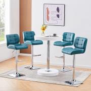 Havana White Gloss Bar Table With 4 Candid Teal Stools