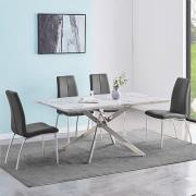 Deltino Diva Marble Effect Dining Table 4 Opal Grey Chairs