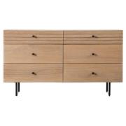 Okonma Wooden Chest Of 6 Drawers With Metal Legs In Oak