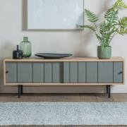 Fujiya Wooden TV Stand With 2 Doors In Natural Oak And Grey