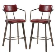 Alstan Vintage Red Faux Leather Bar Stools In Pair