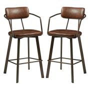 Alstan Vintage Brown Faux Leather Bar Stools In Pair