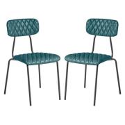 Kelso Vintage Teal Faux Leather Dining Chairs In Pair