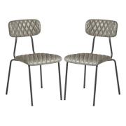 Kelso Vintage Silver Faux Leather Dining Chairs In Pair