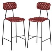 Kelso Vintage Red Faux Leather Bar Stools In Pair