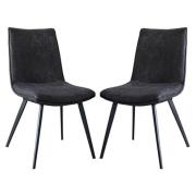 Honks Grey Faux Leather Dining Chairs In Pair