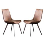 Honks Brown Faux Leather Dining Chairs In A Pair