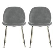 Flanaven Light Grey Velvet Dining Chairs In Pair