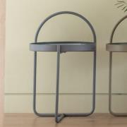 Marbury Round Metal Side Table In Grey