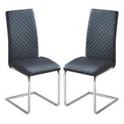 Ronn Black Faux Leather Dining Chairs With Chrome Legs In Pair