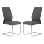 Prestina Dining Chair In Grey Faux Leather In A Pair