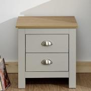 Loftus Wooden Bedside Cabinet In Grey And Oak With 2 Drawers