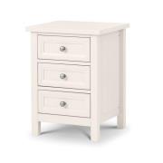 Madge Wooden Bedside Cabinet In White With 3 Drawers