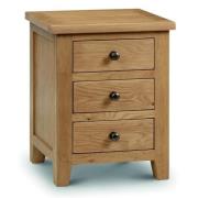 Mabli Three Drawers Bedside Cabinet In Waxed Oak Finish