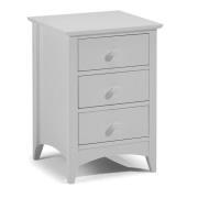 Caelia Three Drawers Bedside Tables In Dove Grey Lacquer