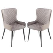 Laxly Diamond Grey Velvet Dining Chairs In Pair