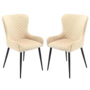 Laxly Diamond Beige Velvet Dining Chairs In Pair