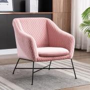 Cleo Fabric Accent Chair In Powder Pink With Black Metal Legs