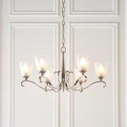 Cua 6 Lights Ceiling Pendant Light In Nickel With Deco Glass