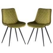 Maija Olive Velvet Dining Chairs With Black Legs In Pair