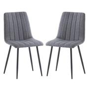 Laney Grey Fabric Dining Chairs With Black Legs In Pair