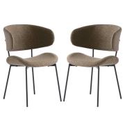 Wera Olive Green Fabric Dining Chairs With Black Legs In Pair