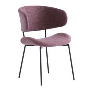 Wera Fabric Dining Chair In Dusty Rose With Black Legs