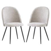 Raisa Silver Fabric Dining Chairs With Black Legs In Pair