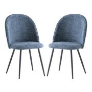 Raisa Blue Fabric Dining Chairs With Black Legs In Pair