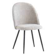 Raisa Fabric Dining Chair In Silver With Black Legs