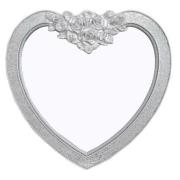 Kiara Heart Shape Wall Mirror In Silver Mosaic Frame