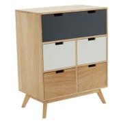 Inaja Wooden Chest Of 5 Drawer In Two Tone And Natural