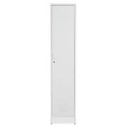 Rumi Tall Metal Locker Storage Cabinet With 1 Door In White