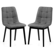 Halver Grey Linen Fabric Dining Chairs In Pair