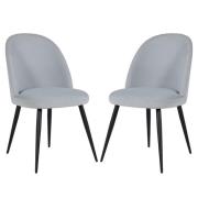 Gabbier Silver Velvet Dining Chairs With Black Legs In Pair