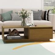 Tevie Solid Pinewood Coffee Table With 1 Door In Honey Brown