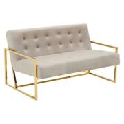 Azaltro Velvet 2 Seater Sofa With Gold Steel Frame In Mink