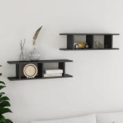 Devlin Set Of 2 High Gloss Wall Shelf In Grey