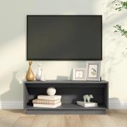 Lazaro Solid Pinewood TV Stand With Undershelf In Grey