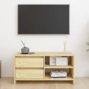 Quana Pinewood TV Stand With 2 Doors 1 Shelf In Natural