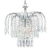 Waterfall 3 Lights Crystal Pendant Light In Chrome